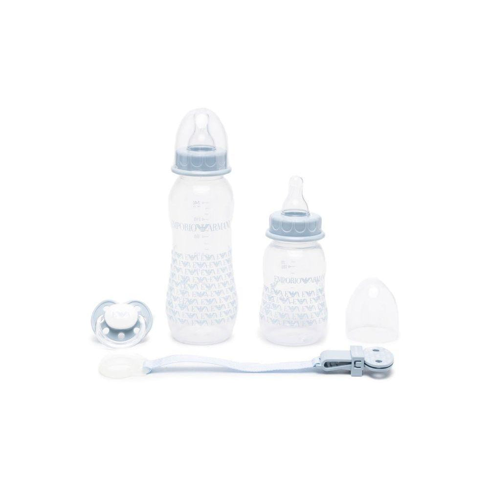 Biberon per neonato Emporio Armani Kids azzurro con stampa grafica all-over 407139 CC919 00631 EMPORIO ARMANI KIDS