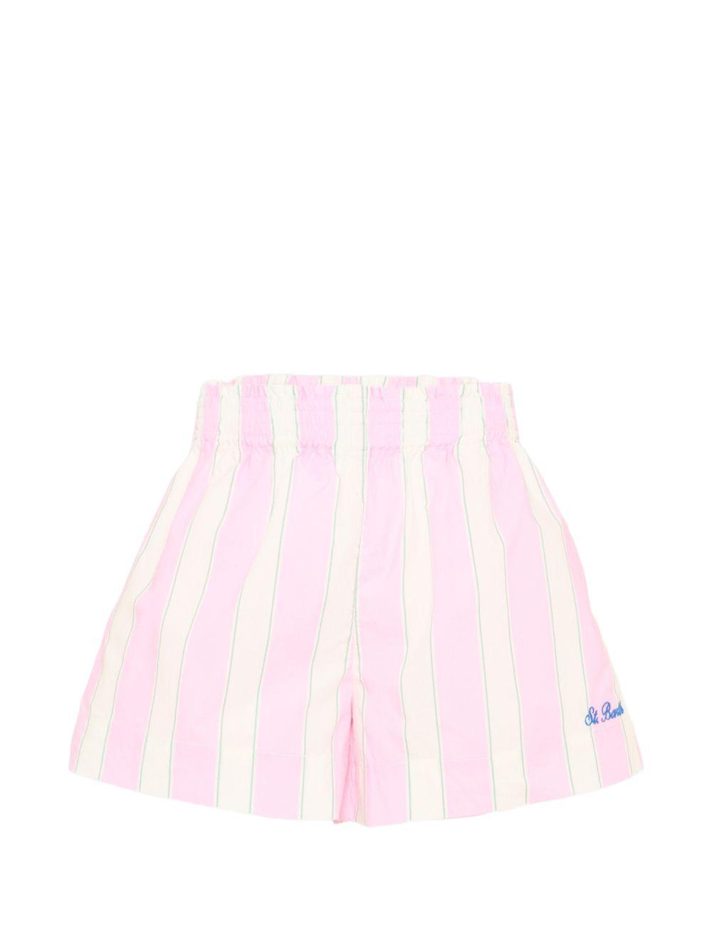 Shorts per bambina MC2 Saint Barth Kids rosa con motivo a righe MEA001 00897L MC2 ST. BARTH KIDS