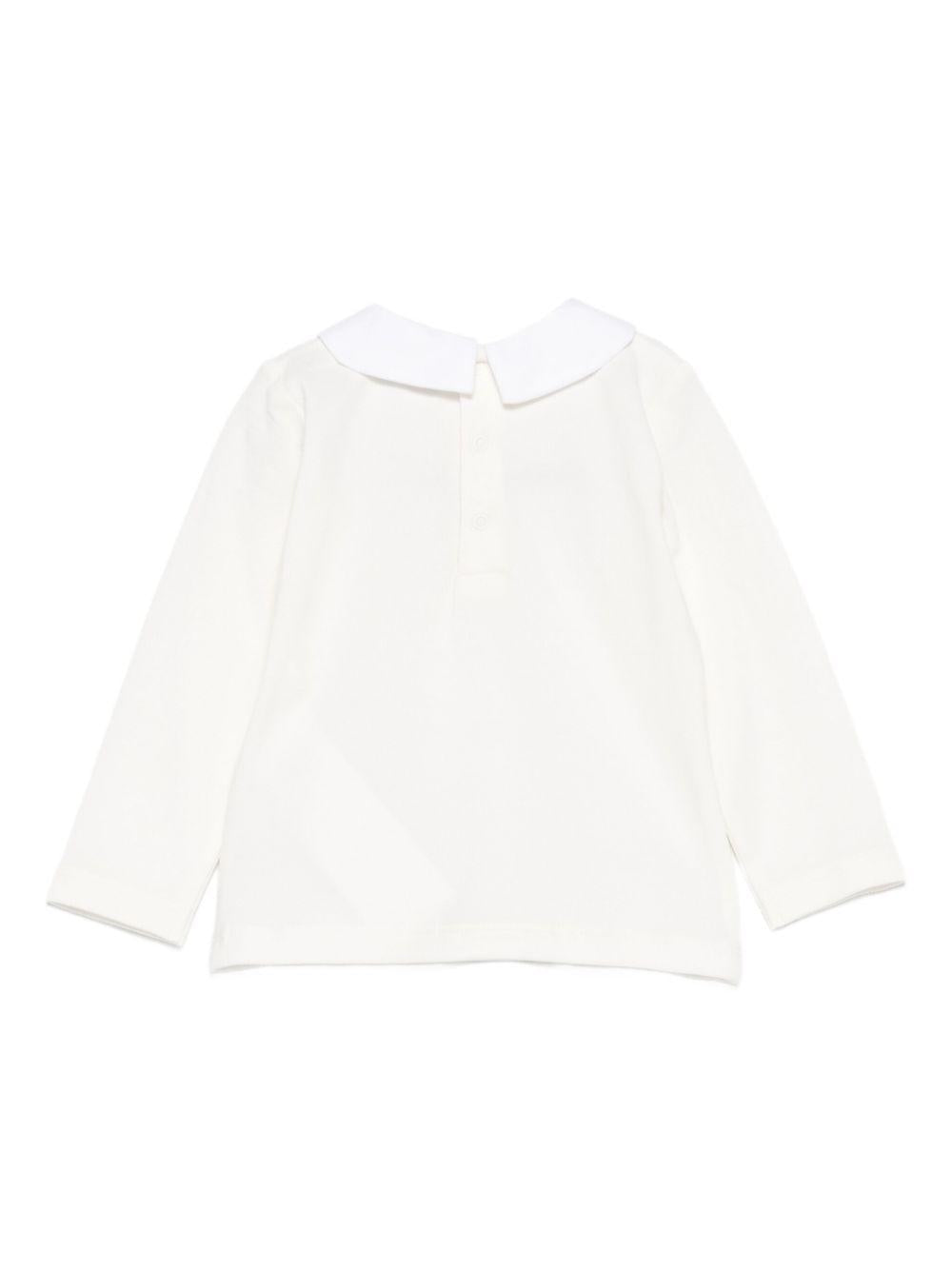 T-shirt per neonata Moschino Kids bianco con ricamo orsetto MDO00TLFA01 10063 MOSCHINO KIDS