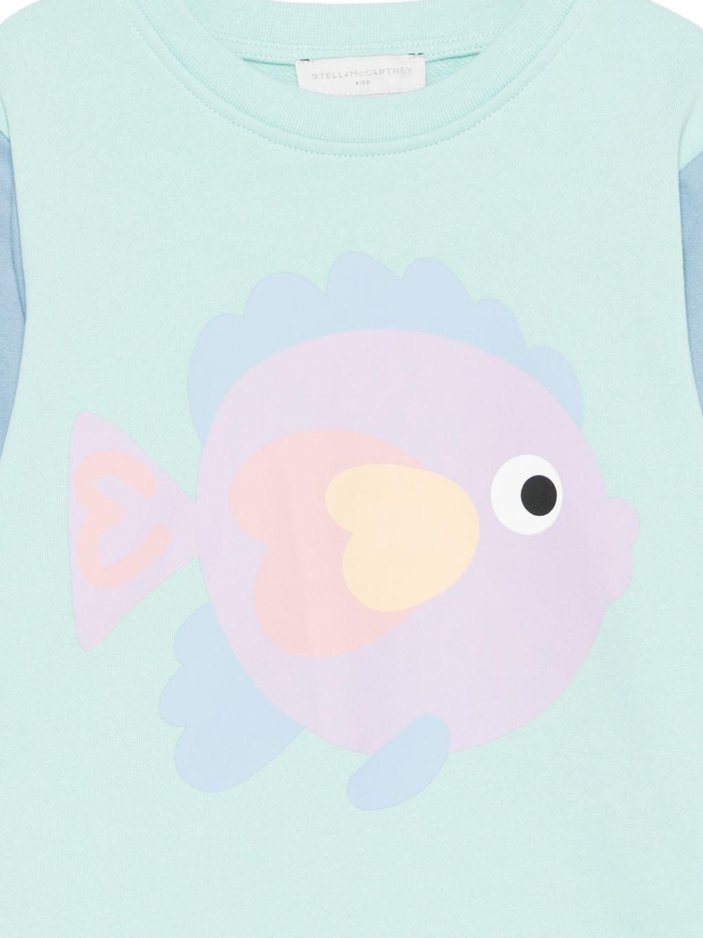 Felpa per bambina Stella McCartney Kids multicolore con stampa pesciolino sul davanti TY4A60 Z3409 683 STELLA McCARTNEY KIDS