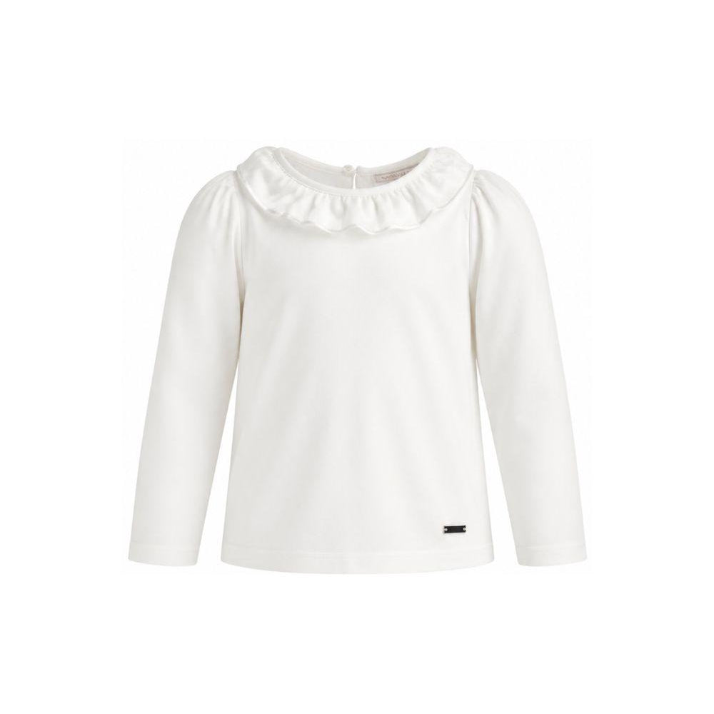 T-shirt per bambina Monnalisa Kids bianca con colletto con ruches 17H603 8201 0001 MONNALISA KIDS