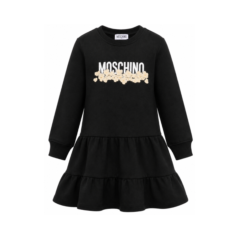 Abito per bambina Moschino Kids nero con stampa grafica HDV0IBLCA83 60100 MOSCHINO KIDS