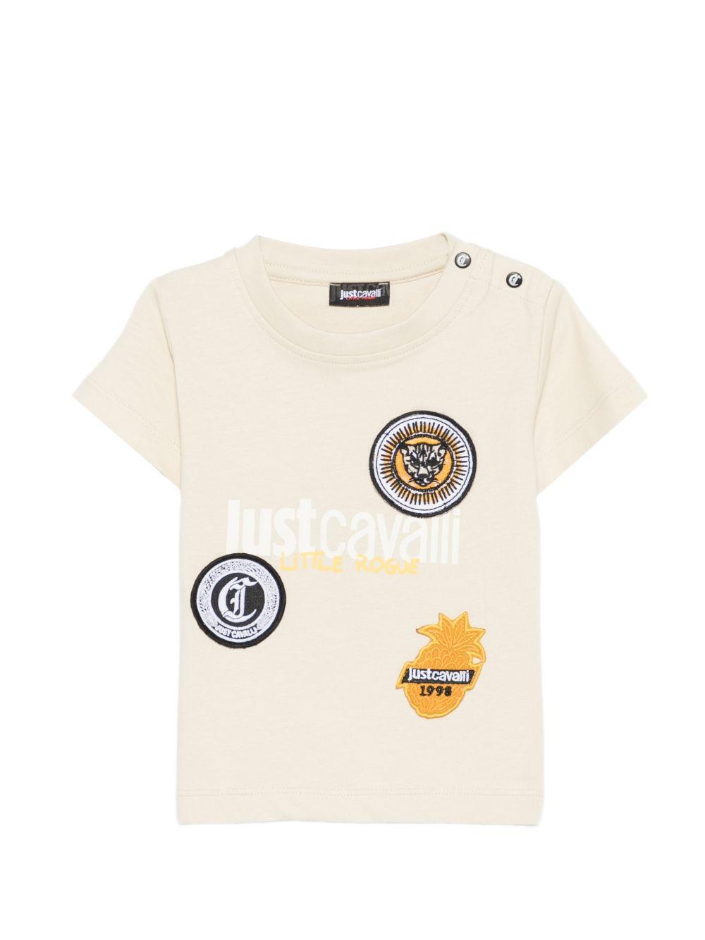 T-shirt per neonato Just Cavalli Kids beige con applicazioni JIP26088TS BEIGE D.W. ROBERTO CAVALLI KIDS