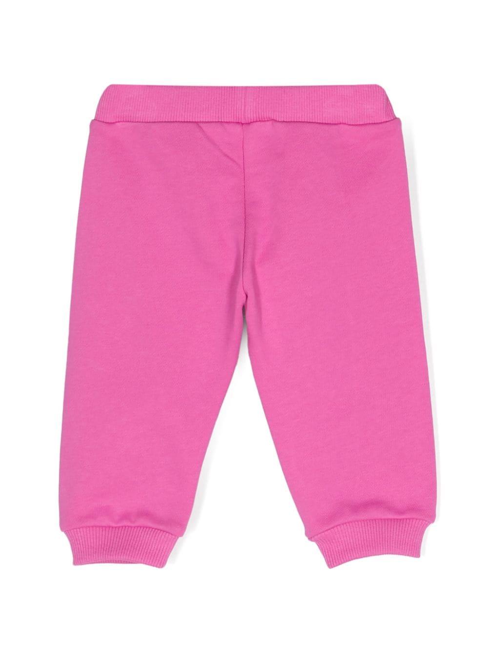 Pantaloni sportivi con stampa per neonata Balmain Kids rosa con vita elasticizzata BV6030 Z0081 543 BALMAIN KIDS