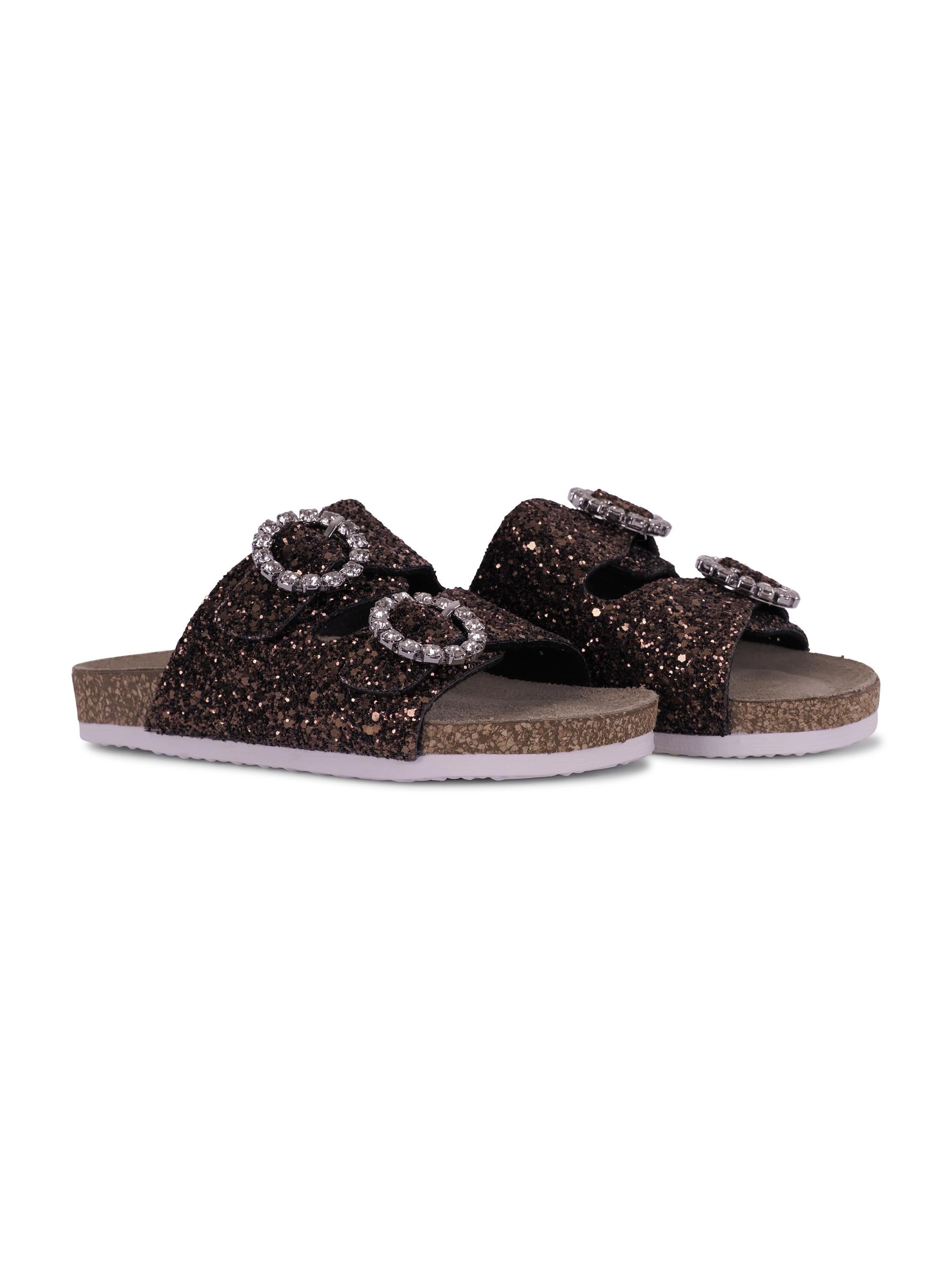 Slippers per bambina Monnalisa marrone con fibbia 87G005 7714 G006 MONNALISA KIDS