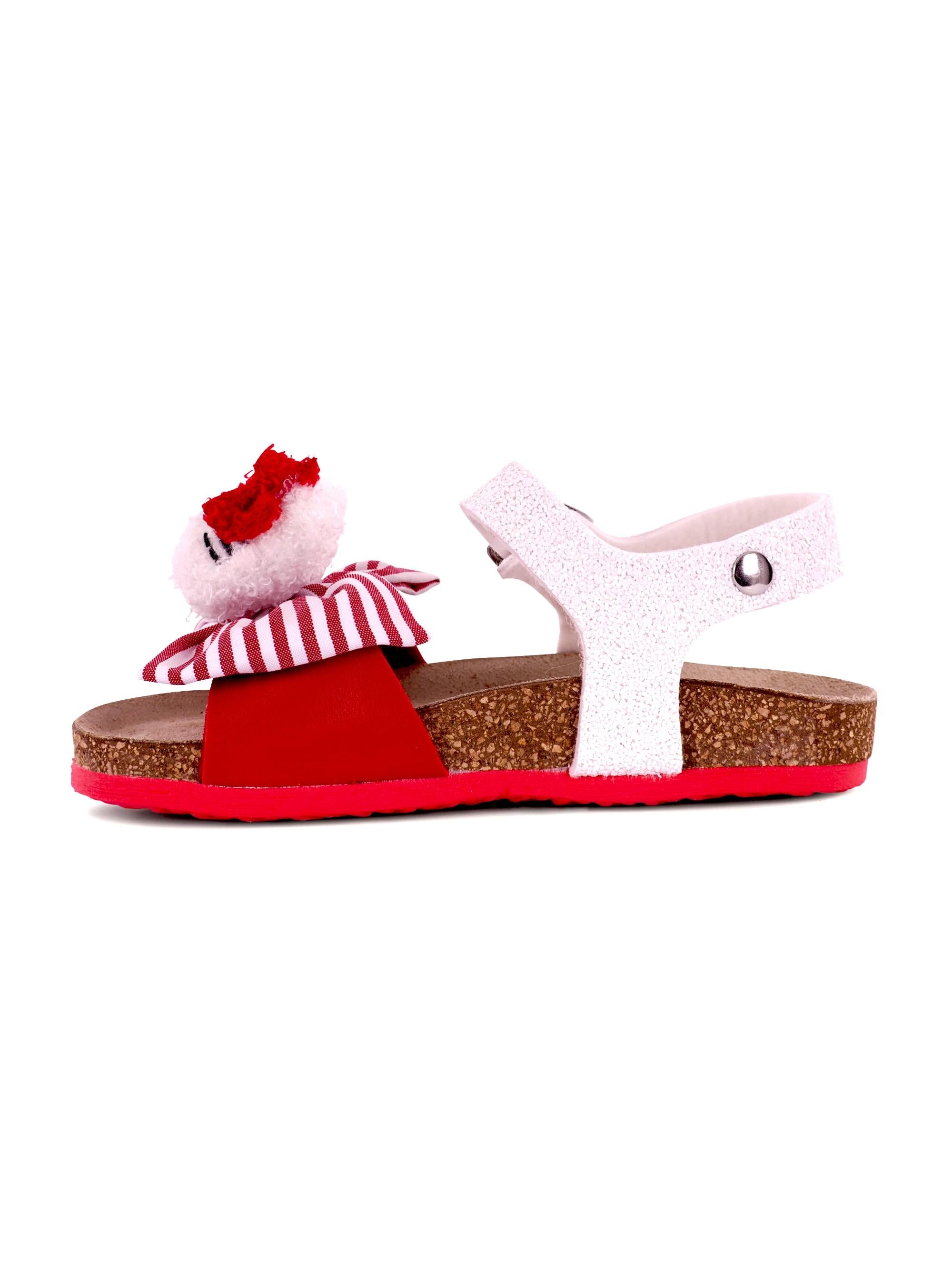 Sandali per bambina Monnalisa bianco e rosso con fiocco e dettaglio Hello Kitty 8CG015 7702 9944 MONNALISA KIDS