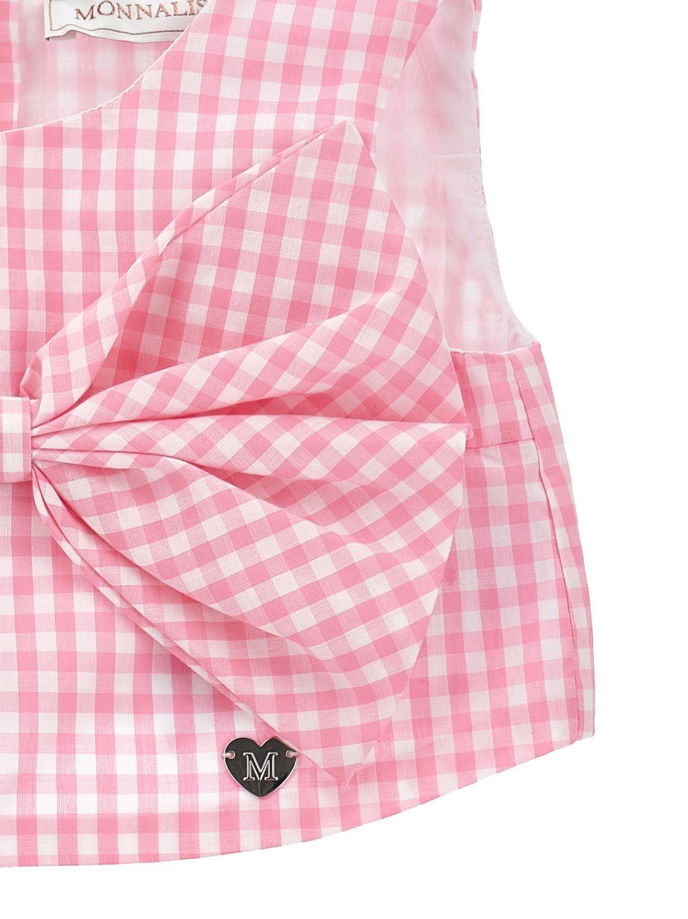 Set top con gonna per neonata Monnalisa rosa con motivo a quadretti 31G502 7154 0093 MONNALISA KIDS