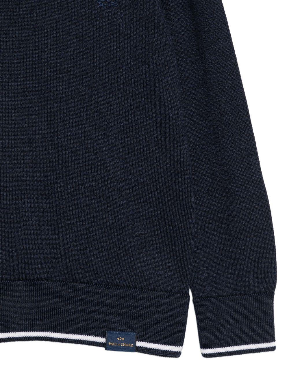 Maglione per bambino Paul & Shark Kids blu con bordi a contrasto WUW005LHE88 42370 PAUL & SHARK KIDS