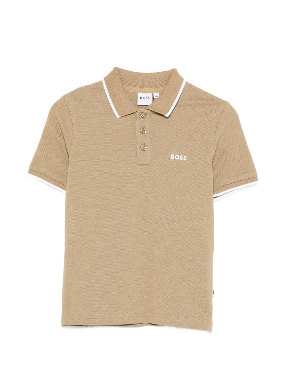 T-shirt per bambino Boss Kids beige con colletto stile polo J53169 295 BOSS KIDS
