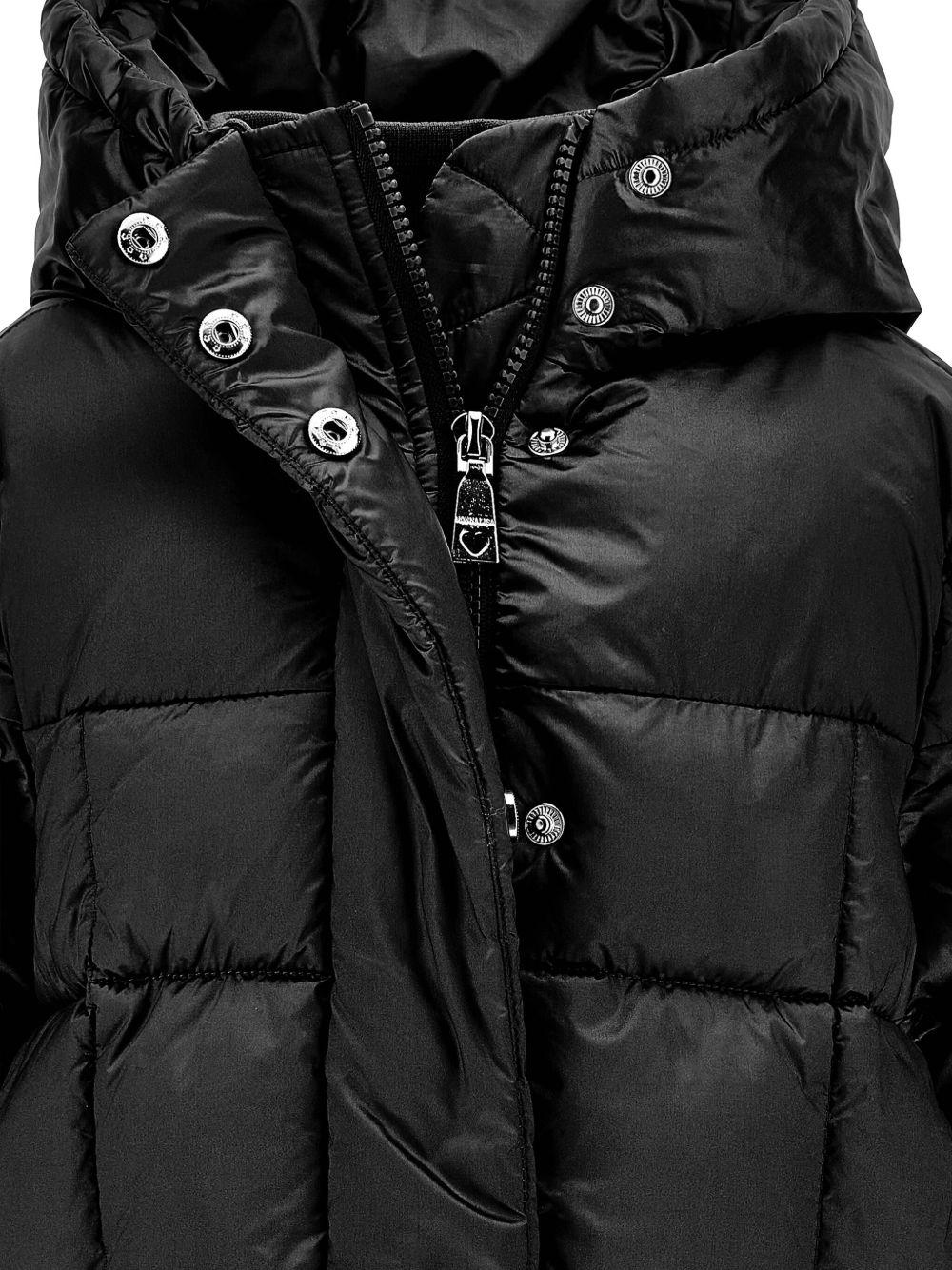 Piumino trapuntato per bambina Monnalisa nero con cappuccio 17F105 6021 0050 MONNALISA