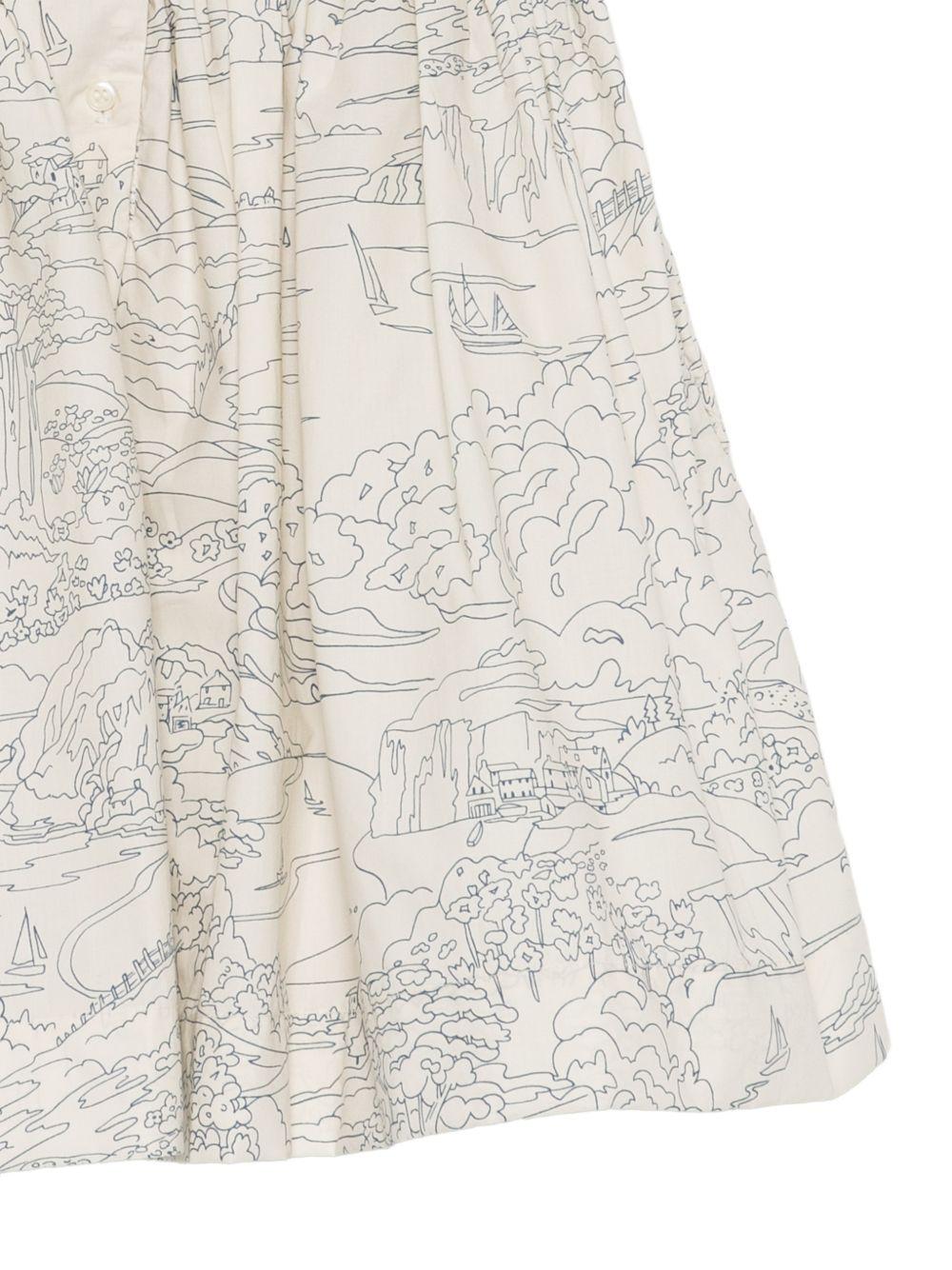 Abito per bambina Bonpoint bianco con stampa grafica all-over S06GDRW00048 677 BONPOINT KIDS