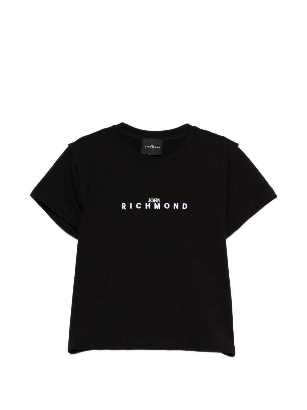 T-shirt per bambina John Richmond Junior nera con dettaglio logo RGP26112TS BLACK JOHN RICHMOND KIDS