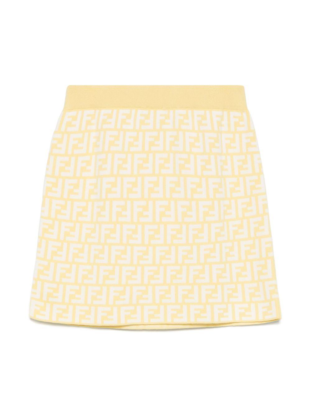 Gonna in maglia per bambina Fendi Kids giallo con monogramma FF all-over JFG201 AQUH F1R4R FENDI KIDS
