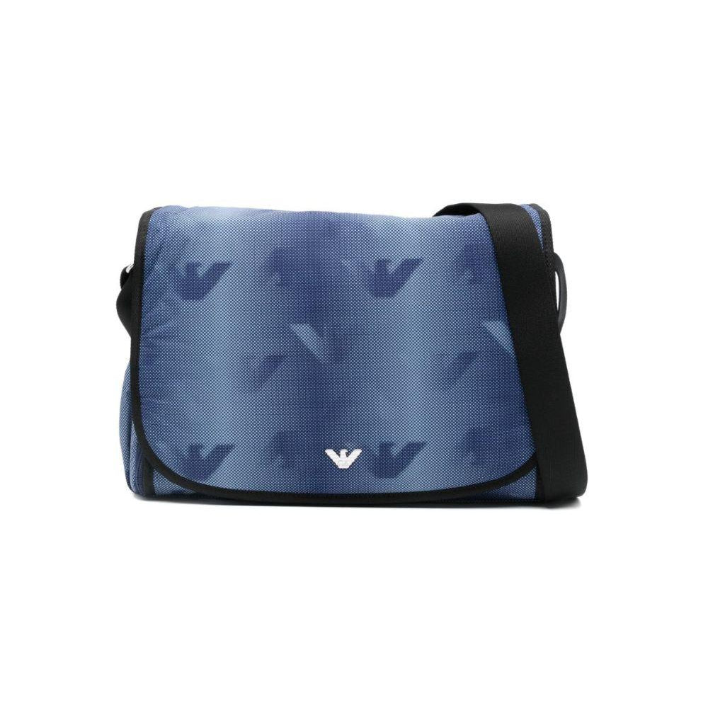 Borsa mamma per neonato Emporio Armani Kids blu con stampa Aquila all-over EB000407 AF21523 FB407 EMPORIO ARMANI KIDS