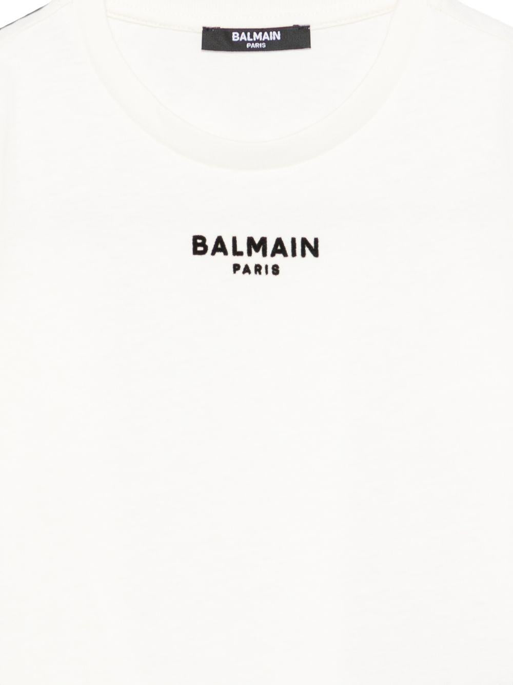 T-shirt per bambino Balmain Kids bianca con stampa logo sul davanti BZ8I11 Z3672 102NE BALMAIN KIDS