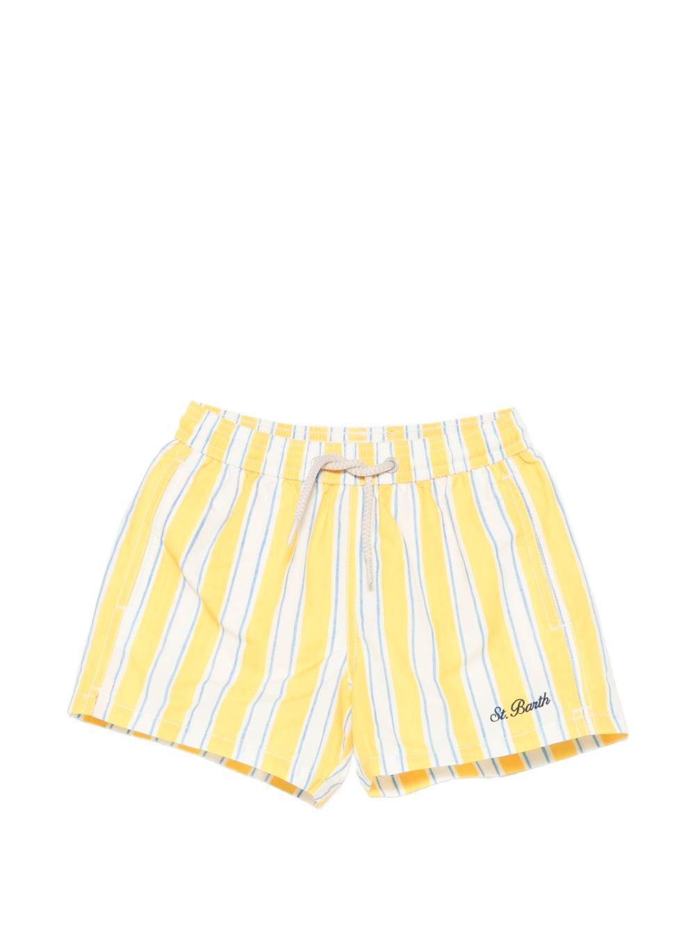 Costume da bagno Syros Jr. per bambino MC2 Saint Barth Kids bianco e giallo con motivo a righe SYR0002 04049L MC2 ST. BARTH KIDS