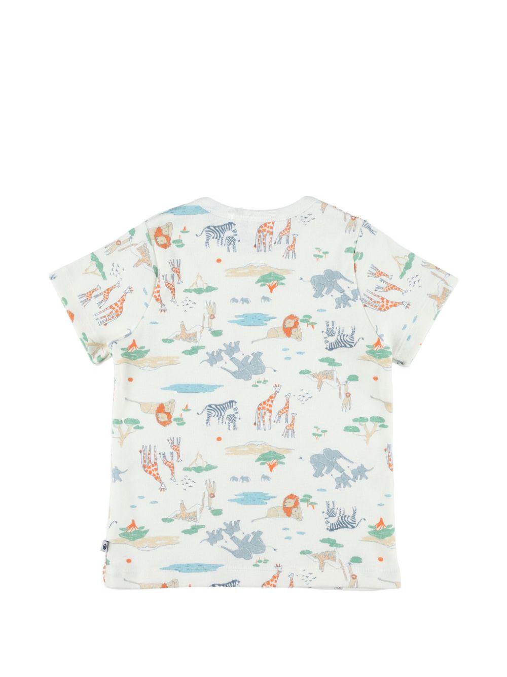 Set pigiama e maschera per bambino Petit Bateau bianco con stampa animali all-over A0F6M 01 PETIT BATEAU KIDS