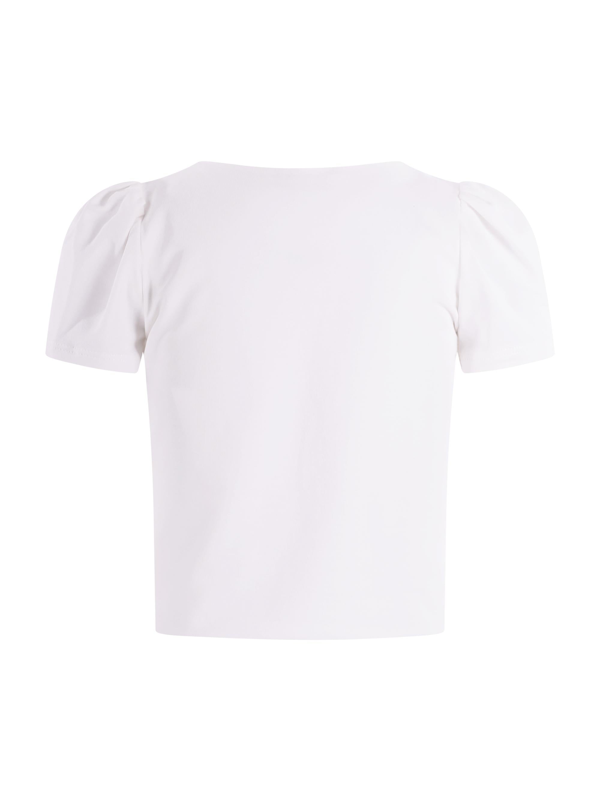T-shirt per bambina Monnalisa bianca con grafica a fiori sul davanti 71G601 7201 0001 MONNALISA KIDS
