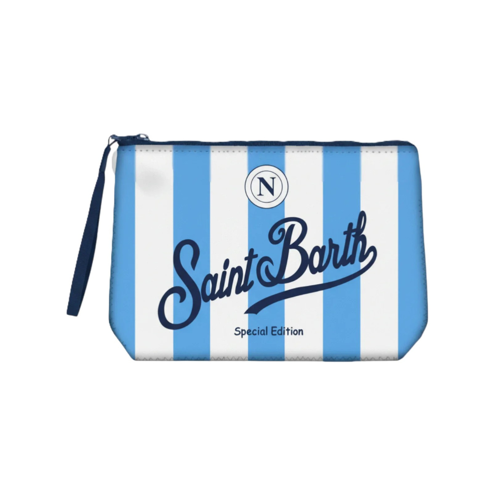 Pochette Aline MC2 Saint Barth bianco e azzurro con logo Napoli ALIN001 07441L MC2 ST. BARTH KIDS