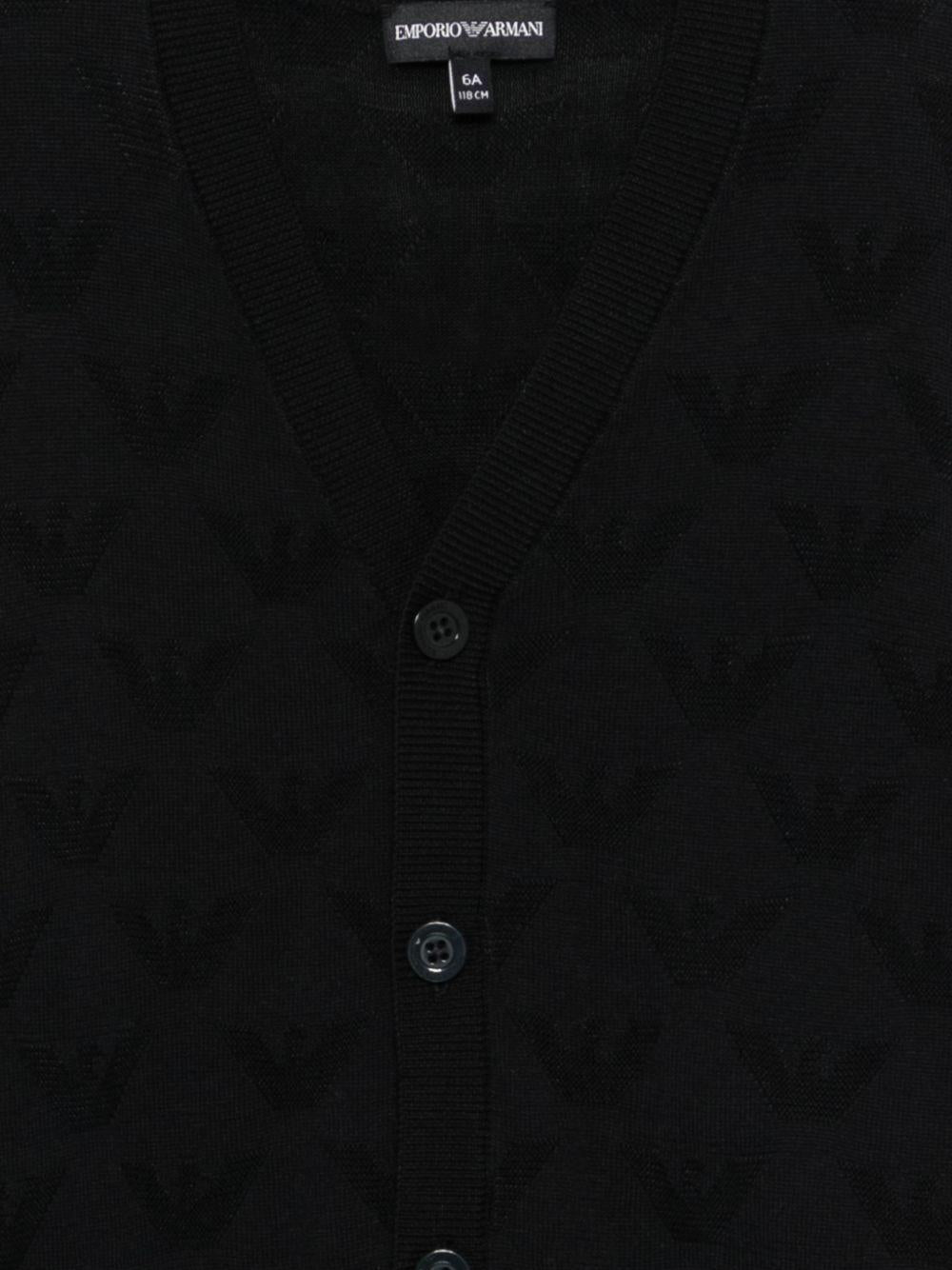 Cardigan Emporio Armani Kids nero con scollo a V EB001620 AF23415 UB118 EMPORIO ARMANI KIDS