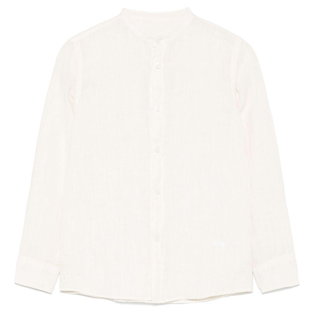 Camicia in lino per bambino Paolo Pecora Kids beige con logo ricamato PP4031 SALE PAOLO PECORA KIDS