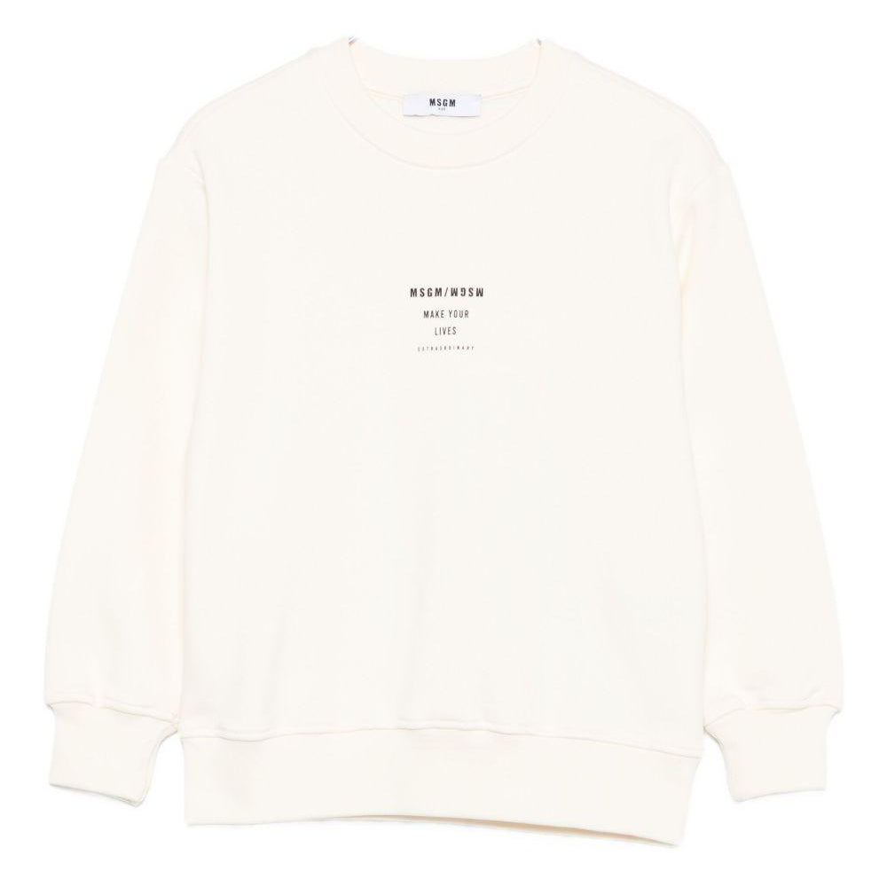 Felpa per bambino MSGM Kids bianco con stampa logo sul davanti F5MSJBSW214 013 MSGM KIDS