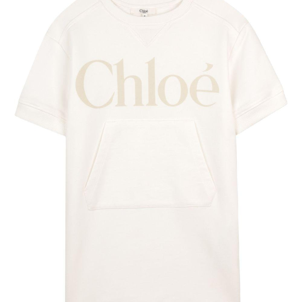 Abito per bambina Chloé Kids beige con logo sul davanti C21230 117 CHLOE' KIDS