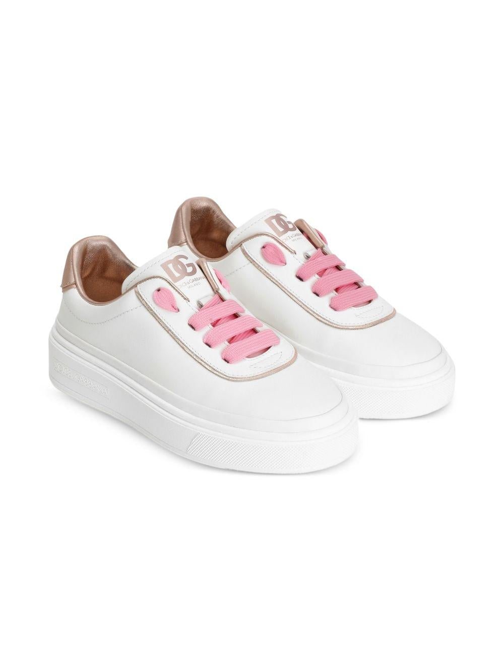 Sneakers per bambina Dolce & Gabbana Kids bianche con dettagli rosa D11378 AD643 8W151 DOLCE & GABBANA KIDS