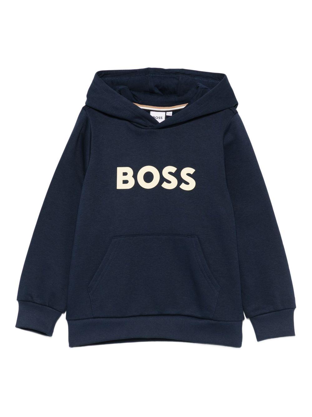 Felpa per bambino Boss Kids blu con logo sul davanti J52351 849 BOSS KIDS