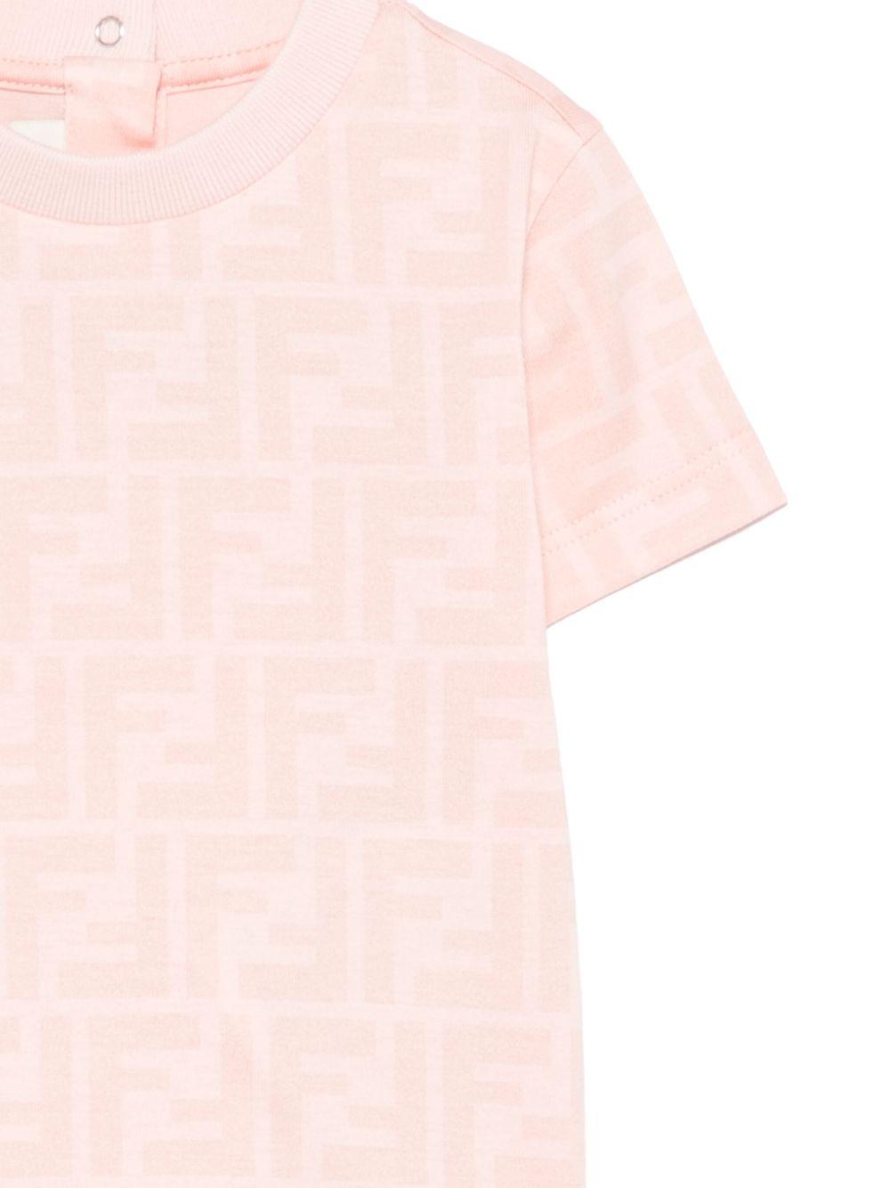 T-shirt per neonato Fendi Kids rosa con stampa FF BUI097 ATRV F1RX7 FENDI KIDS