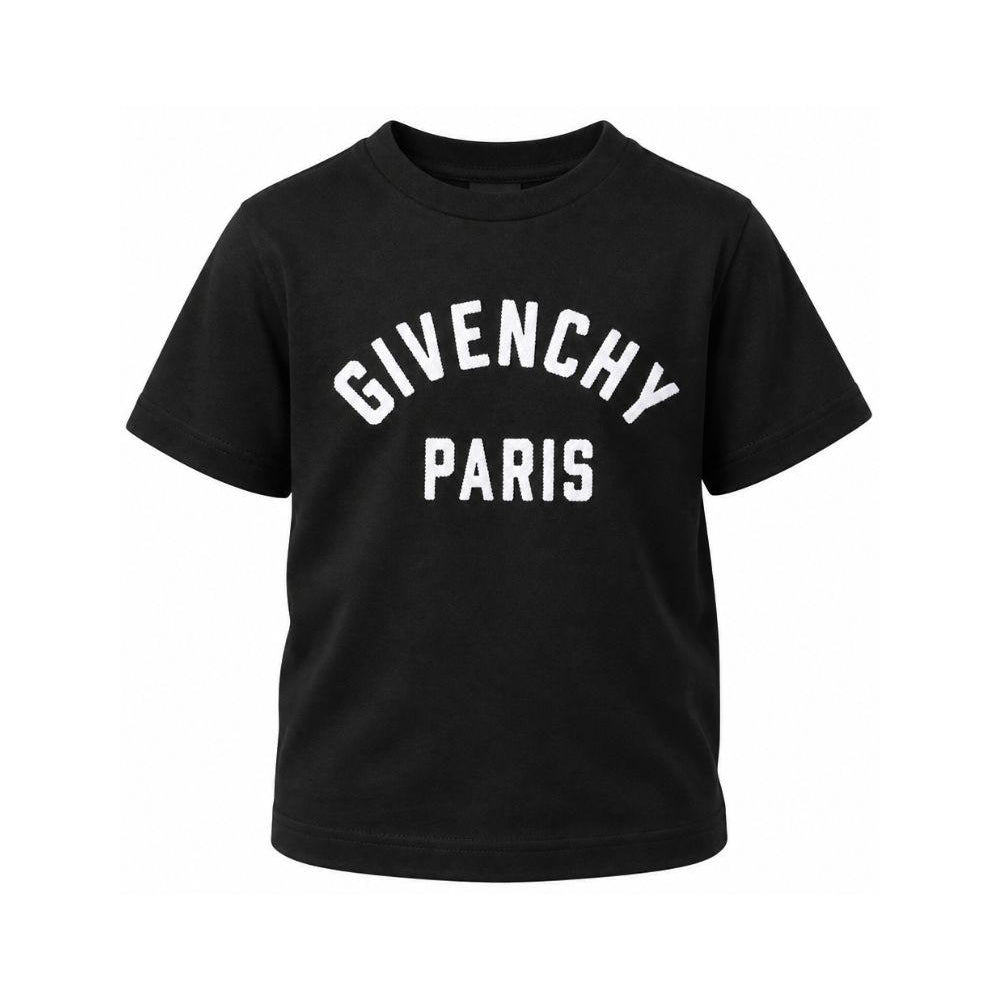 T-shirt per bambini Givenchy Kids nera con stampa logo sul davanti H31345 09B GIVENCHY KIDS