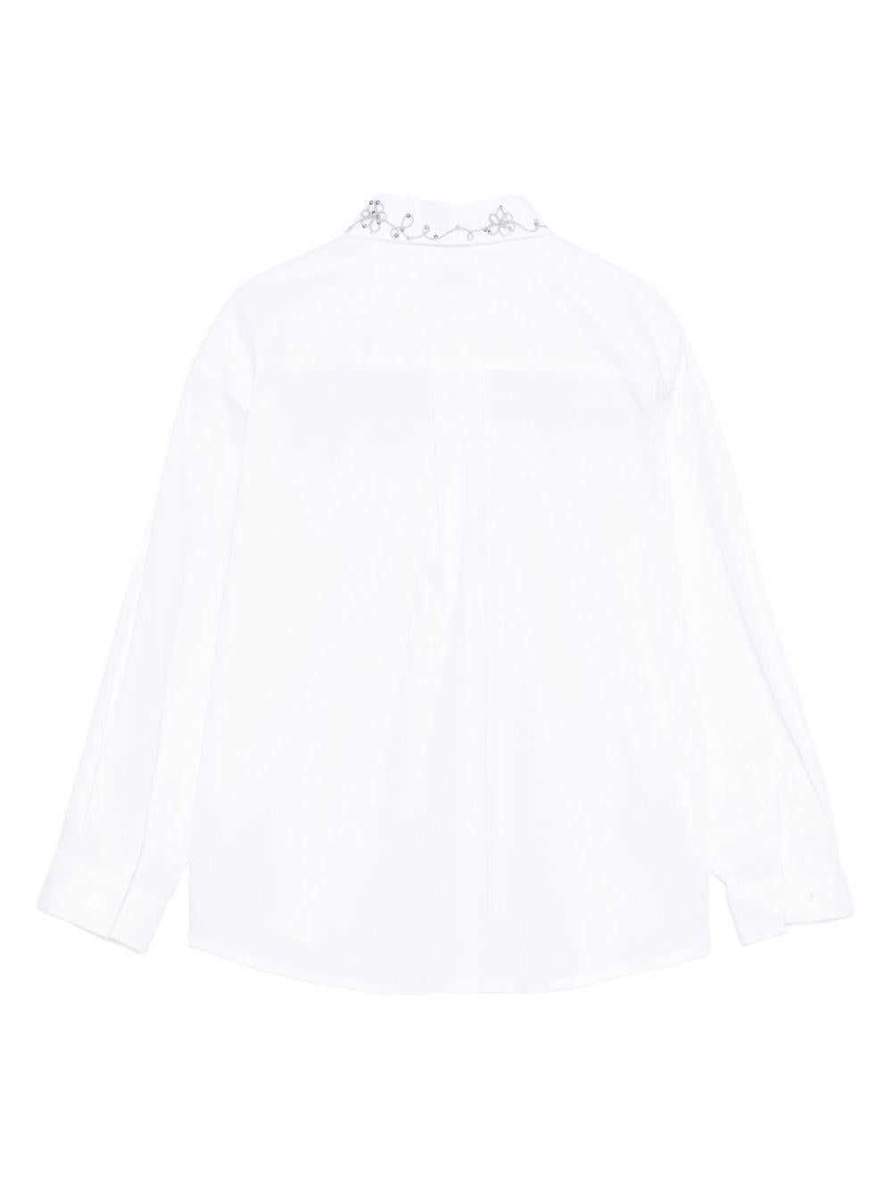 Camicia per bambina Il Gufo bianca con colletto ricamato A25GCL0016C0066 010 IL GUFO
