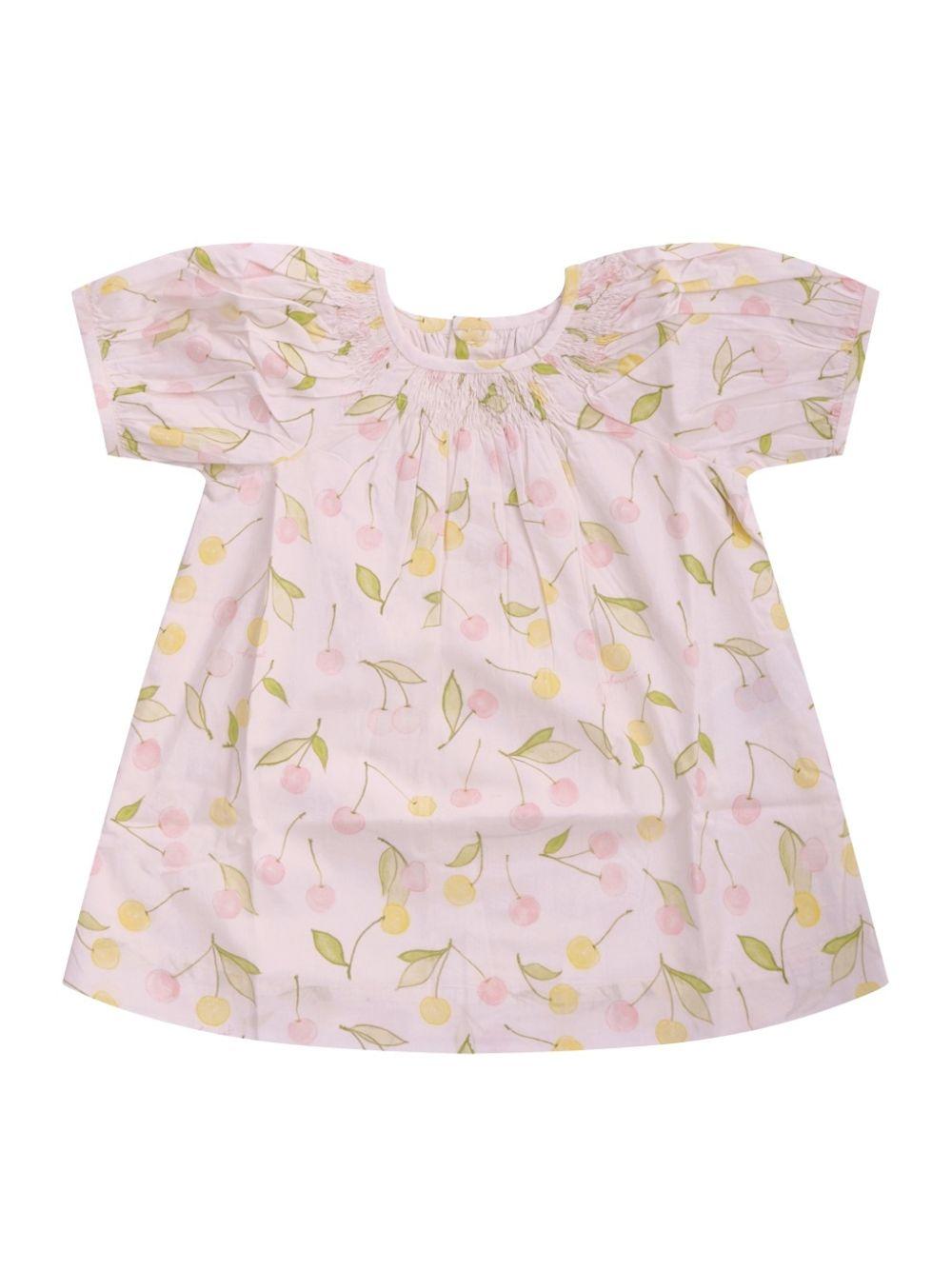 Abito per neonata Bonpoint bianco con stampa ciliegie all-over S06XDRW00003 625 BONPOINT KIDS