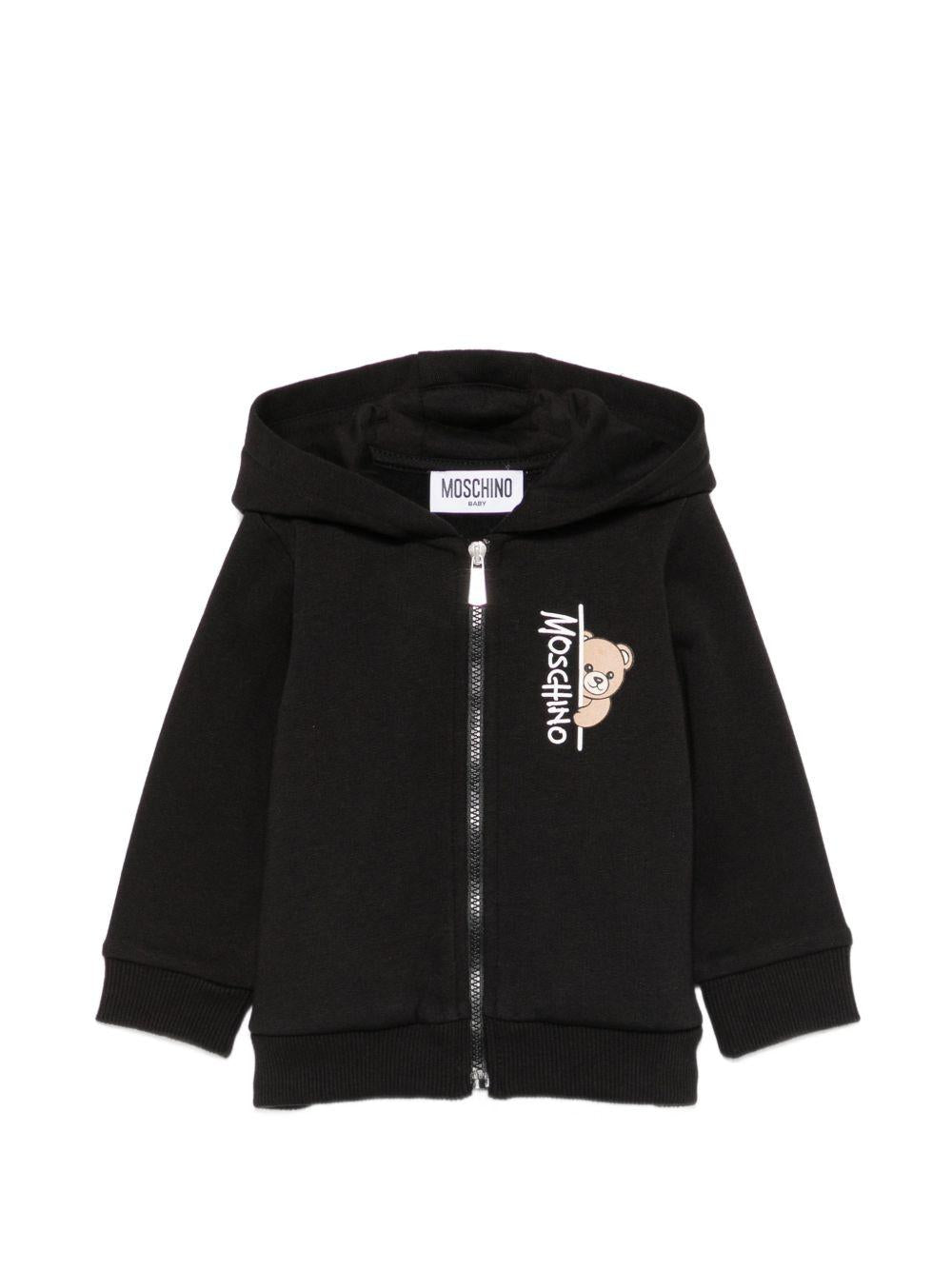 Felpa per neonati Moschino Kids nera con motivo Teddy Bear MUF06MLCA92 60100 MOSCHINO KIDS