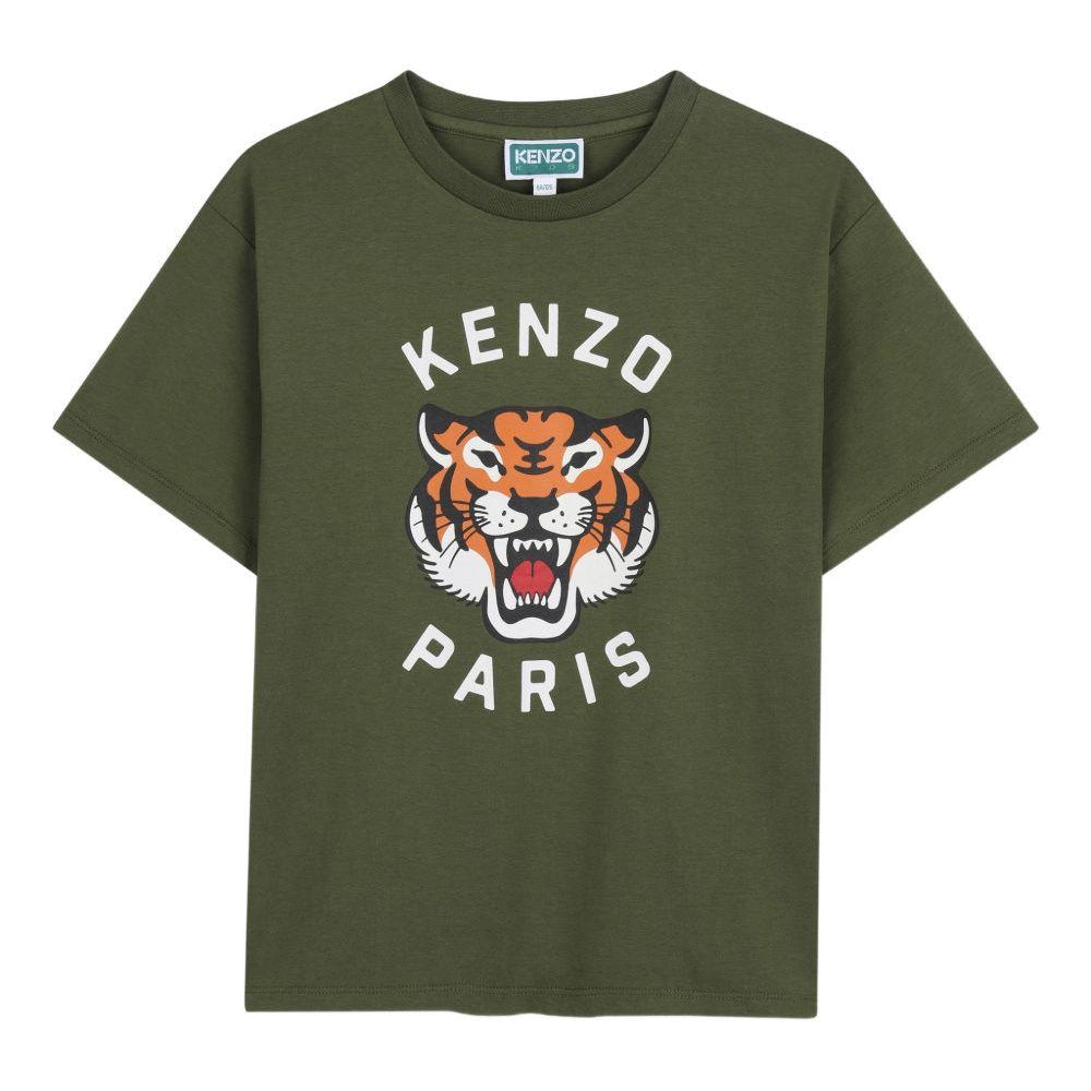 T-shirt per bambino Kenzo Kids verde con stampa tigre K61676 64B KENZO KIDS