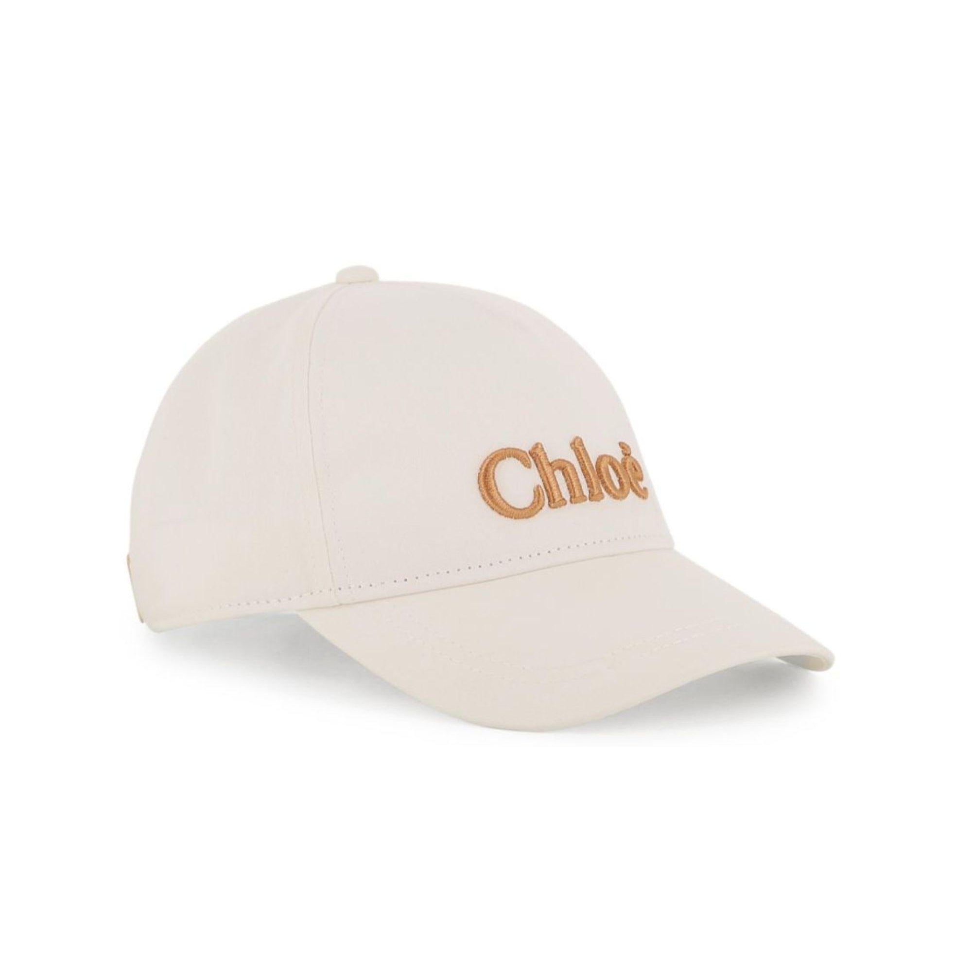 Cappello da baseball per bambina Chloé Kids bianco con logo ricamato C20871 105 CHLOE' KIDS