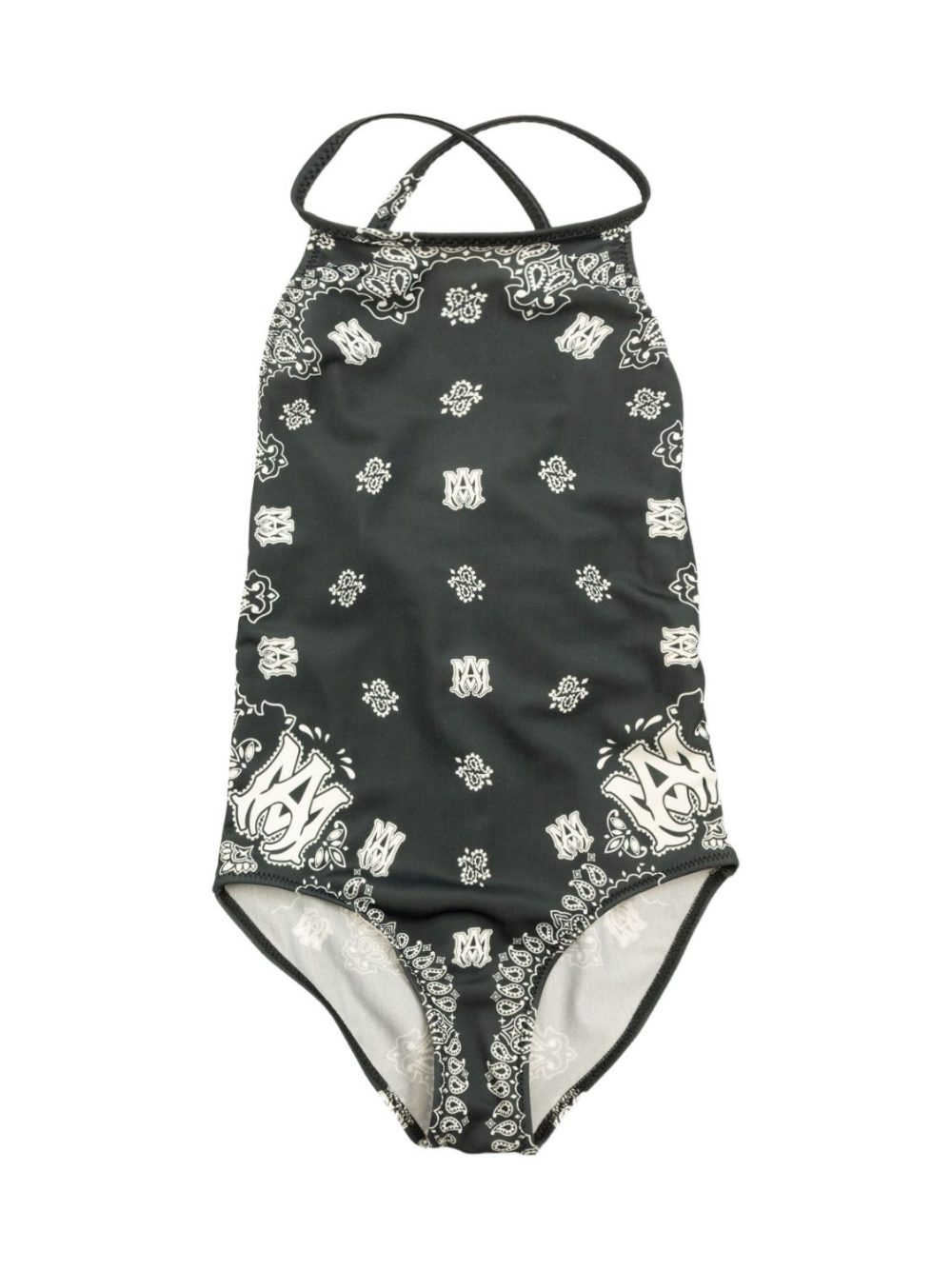 Costume intero per bambina Amiri Kids verde con stampa Paisley AKSWOP1006 508 AMIRI