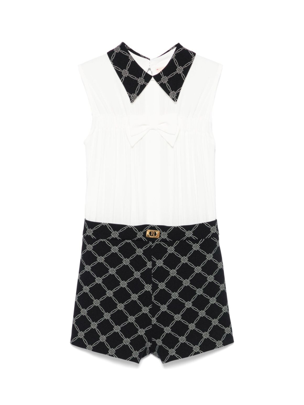 Tuta corta per bambina Elisabetta Franchi La Mia Bambina bianco con logo jacquard EFTA1000GA018 D388 ElISABETTA FRANCHI