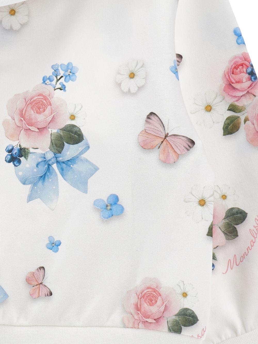 Felpa per neonata Monnalisa bianca con stampa a fiori all-over 39G801 7003 0099 MONNALISA KIDS