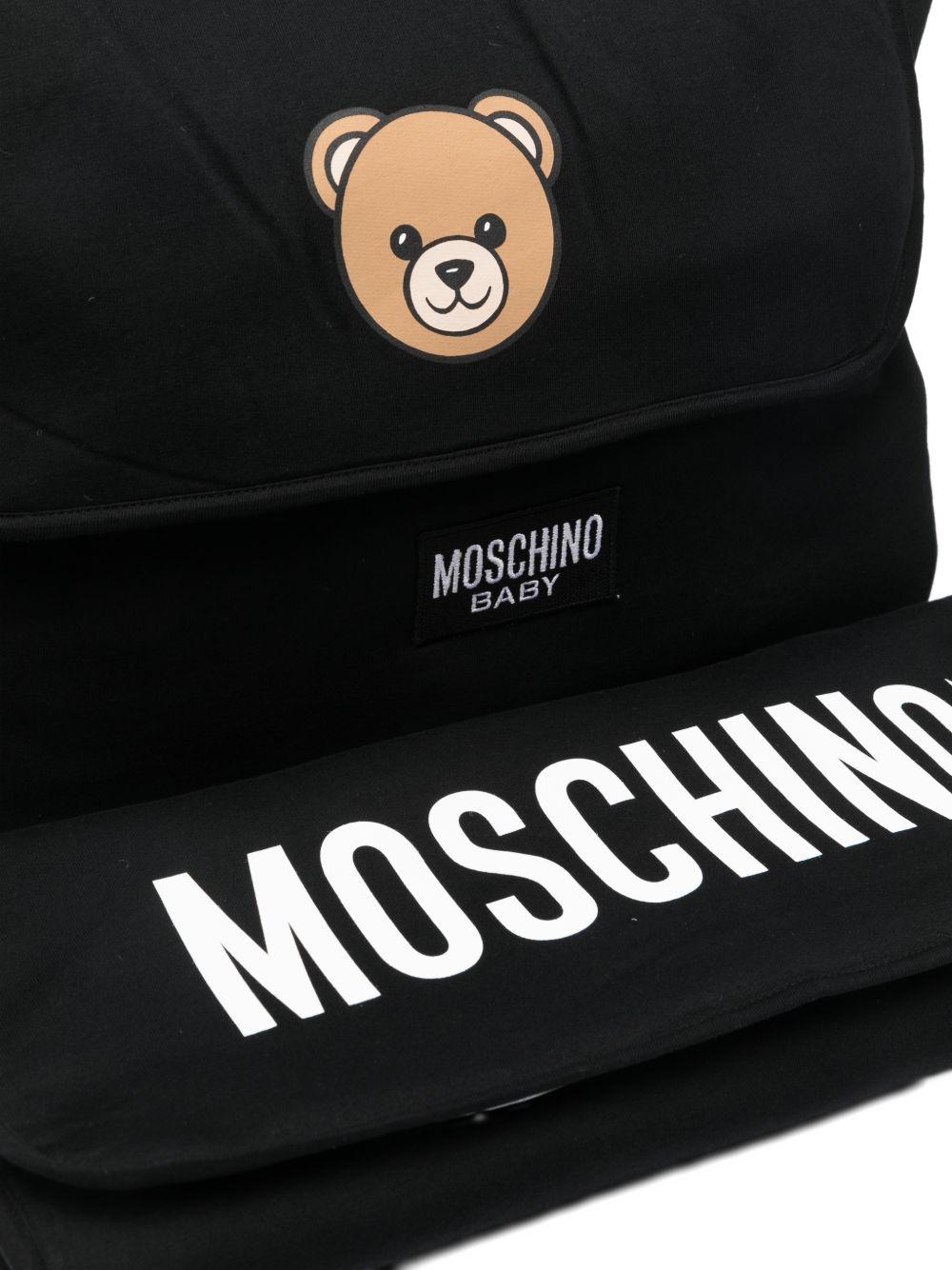 Borsa per neonati Moschino Kids nera con stampa Teddy Bear MUX05VLCA19 60100 MOSCHINO KIDS