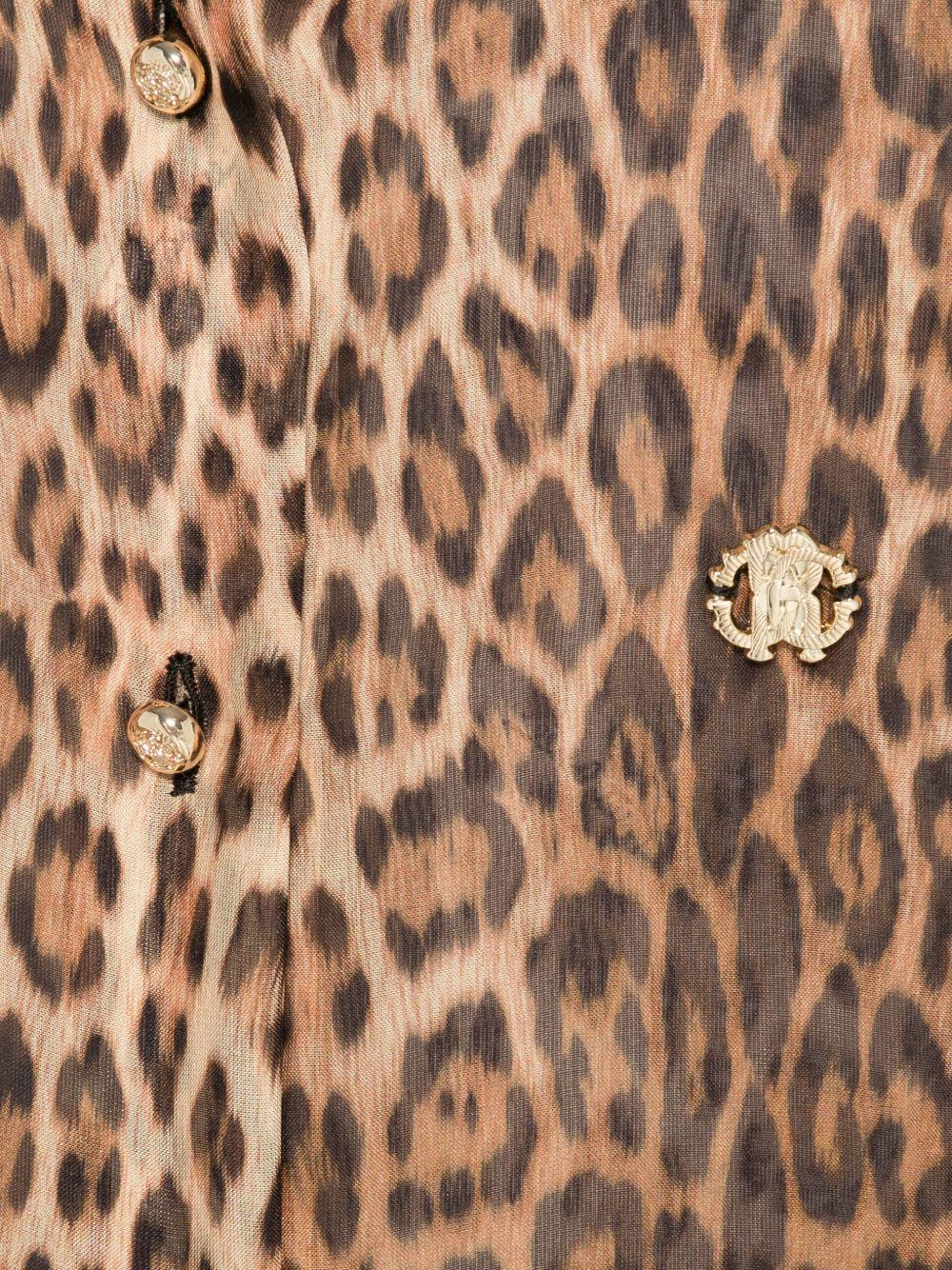 Camicia per bambina Roberto Cavalli Kids animalier con placca con logo sul davanti CGP26160CA MACULA N.H. ROBERTO CAVALLI KIDS