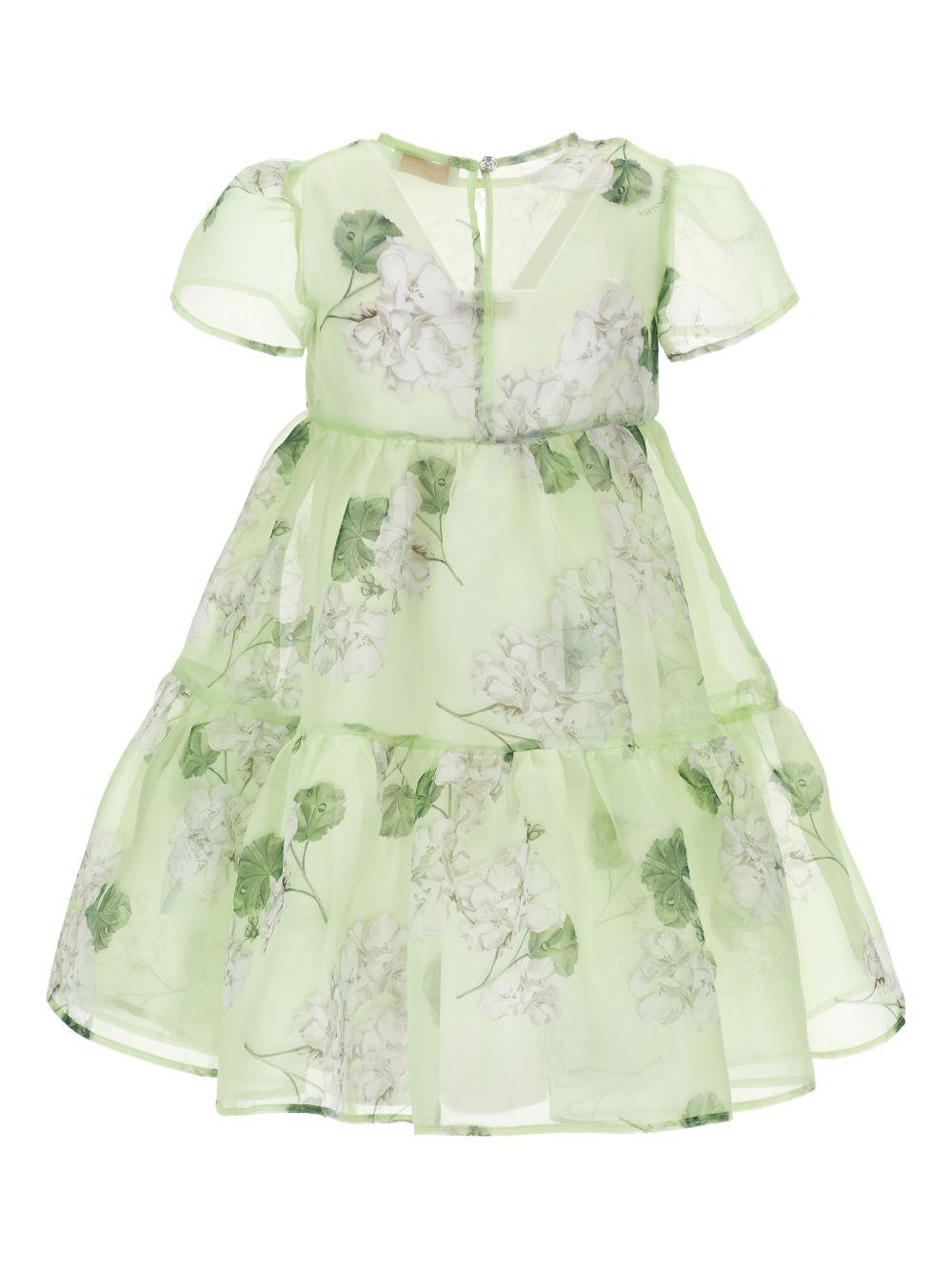 Abito per bambina Monnalisa verde con stampa a fiori 71G913 7652 0020 MONNALISA KIDS