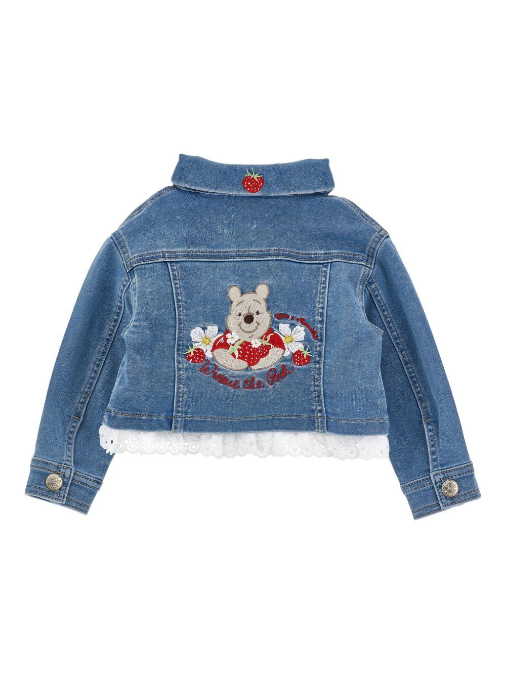 Giubbino per neonata Monnalisa x Disney denim con ricamo Winnie the Pooh sul retro 39G103 7017 0062 MONNALISA KIDS