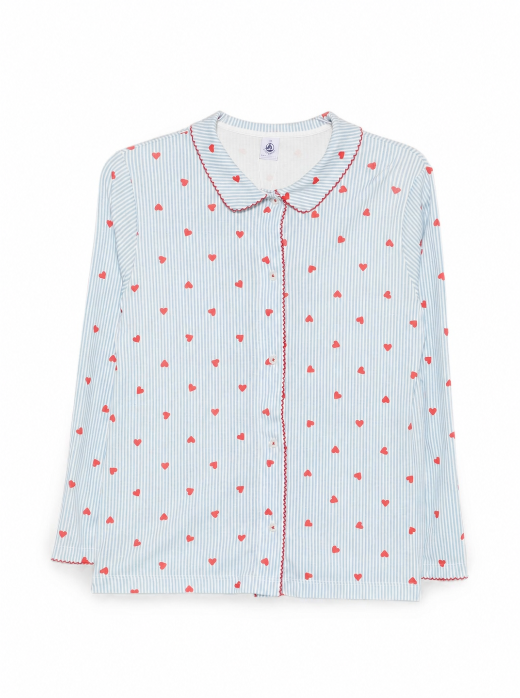 Pigiama per donna Petit Bateu Kids azzurro con stampa cuoricini all-over A0GAQ 01 PETIT BATEAU KIDS