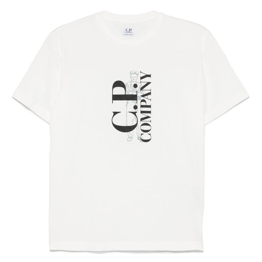 T-shirt per bambino C.P. Company Kids bianco con logo CNM00LLAA17 10135 C.P.COMPANY KIDS