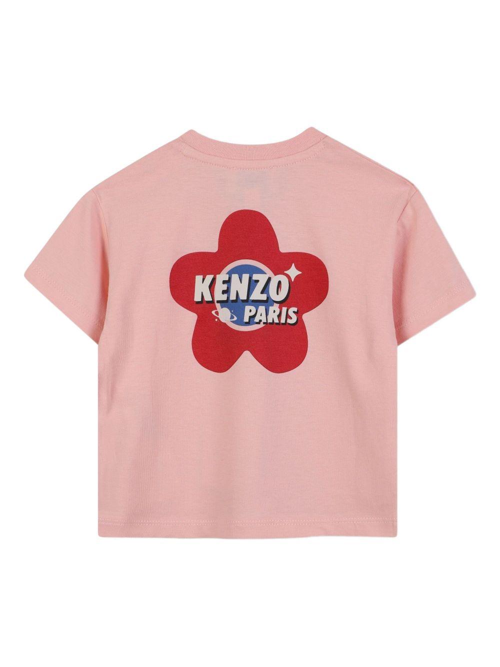 T-shirt per neonata Kenzo Kids rosa con motivo Boke Flower K61278 47H KENZO KIDS