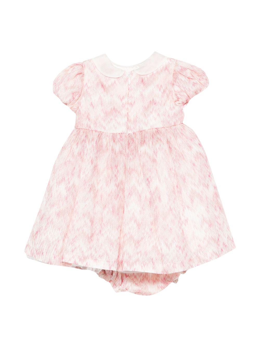 Abito per neonata Missoni Kids rosa con fiocco e motivo a zigzag MY1011 Q0113 504FU MISSONI KIDS