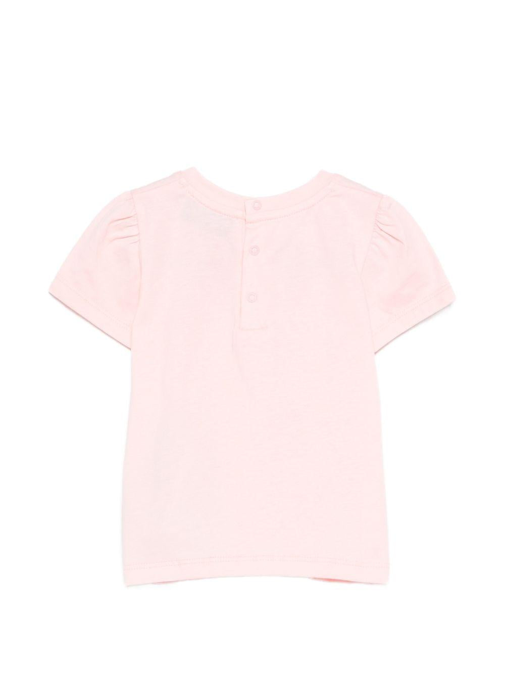 T-shirt per neonata Moschino Kids rosa con stampa Teddy Bear MDM03NLAA02 50209 MOSCHINO KIDS