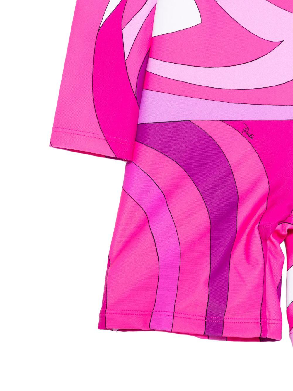 Costume intero per bambina Emilio Pucci Junior rosa a maniche lunghe PYCA29 Z3747 570BC EMILIO PUCCI KIDS