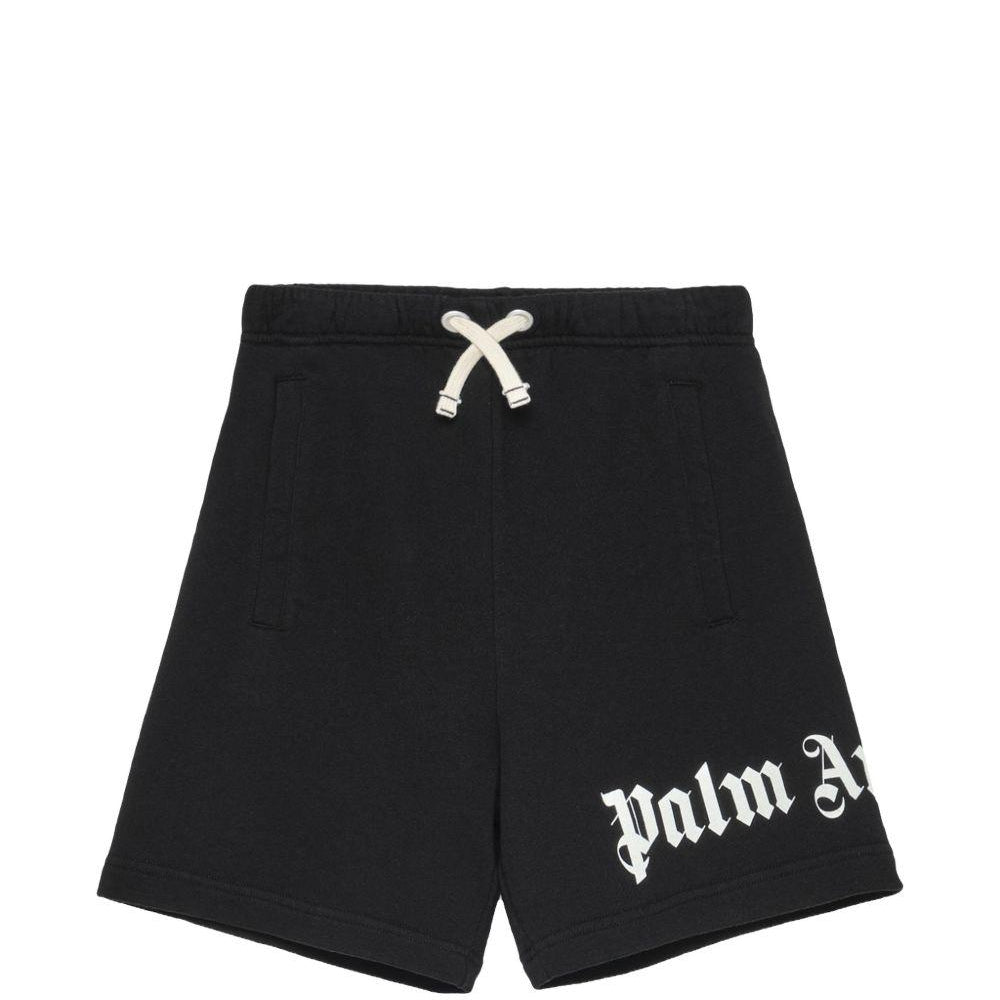 Bermuda per bambino Palm Angels Kids nero con logo PBCI006S26FLE001 110 PALM ANGELS KIDS